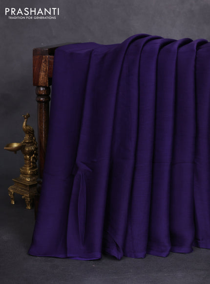 Modal silk saree blue and black with plain body and ajrakh printed pallu & blouse