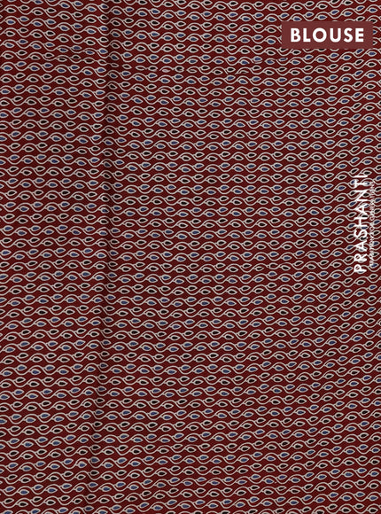 Modal silk saree purple and maroon with plain body and ajrakh printed pallu & blouse