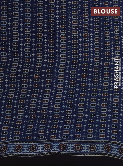 Modal silk saree blue and black with allover ajrakh prints and printed border