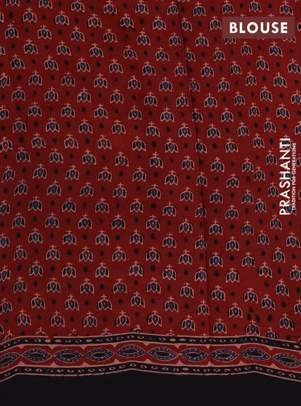 Modal silk saree maroon and black with allover ajrakh prints and printed border
