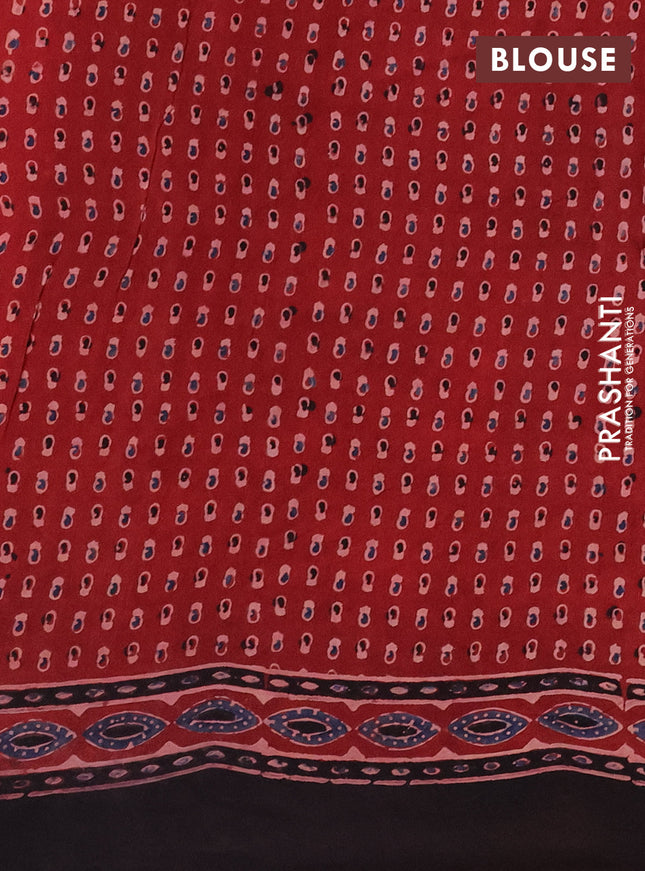 Modal silk saree maroon and black with allover ajrakh prints and printed border