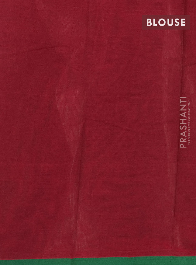 Kanchi cotton saree maroon and green with allover vanasingaram weaves and simple border