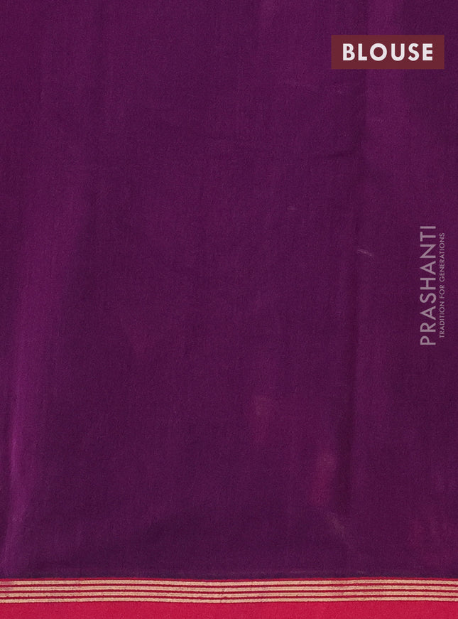 Kanchi cotton saree purple and pink with allover zari checked pattern & buttas and zari woven simple border