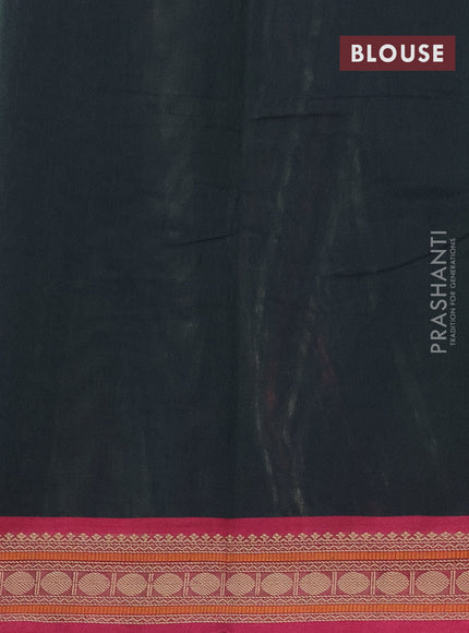 Kanchi cotton saree dark green and magenta pink with allover thread checked pattern & buttas and thread woven border