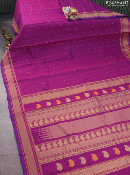 Kanchi cotton saree dual shade of purple with thread woven buttas and thread woven border