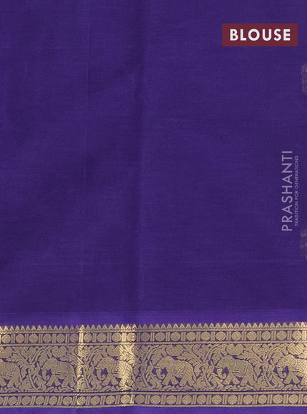 Kanchi cotton saree blue with zari woven buttas and zari woven border