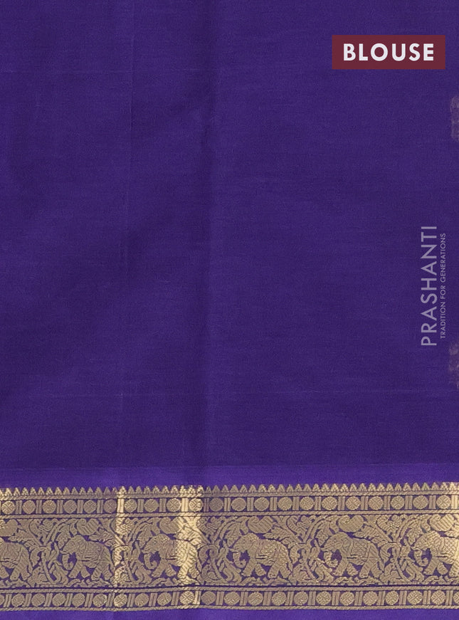 Kanchi cotton saree blue with zari woven buttas and zari woven border