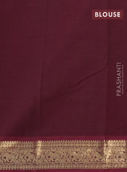 Kanchi cotton saree deep maroon with zari woven buttas and zari woven border