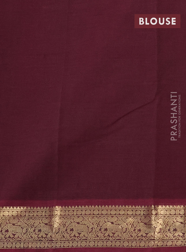 Kanchi cotton saree deep maroon with zari woven buttas and zari woven border