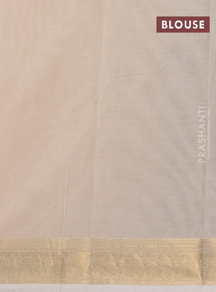 Kanchi cotton saree cream with zari woven buttas and zari woven border