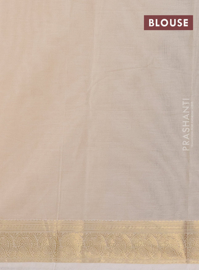 Kanchi cotton saree cream with zari woven buttas and zari woven border