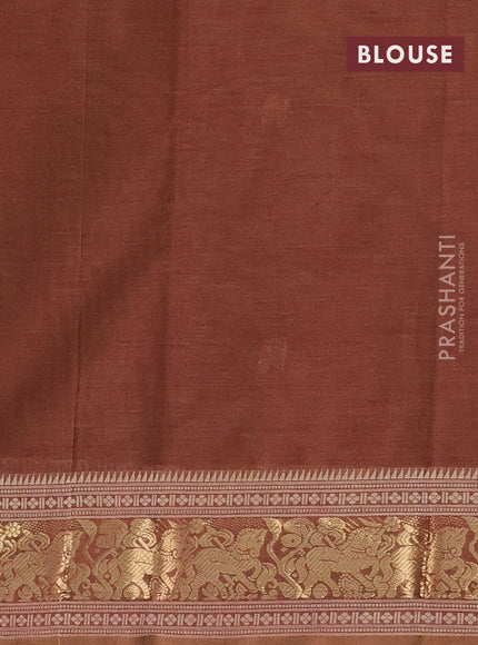 Kanchi cotton saree brown with zari woven buttas and zari woven border