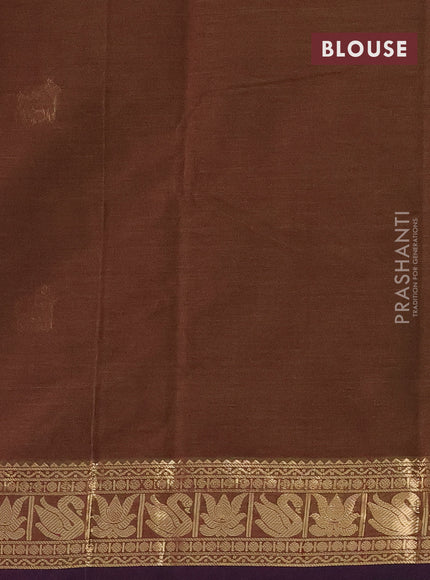 Kanchi cotton saree sap green and violet with zari woven buttas and zari woven border