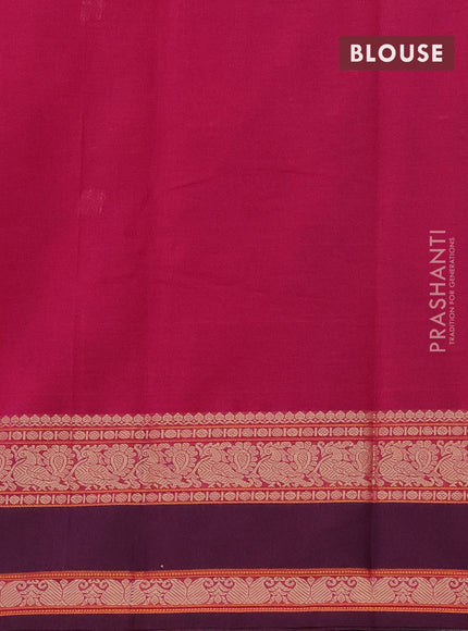 Kanchi cotton saree dark pink and wine shade with thread woven buttas and rettapet thread woven border