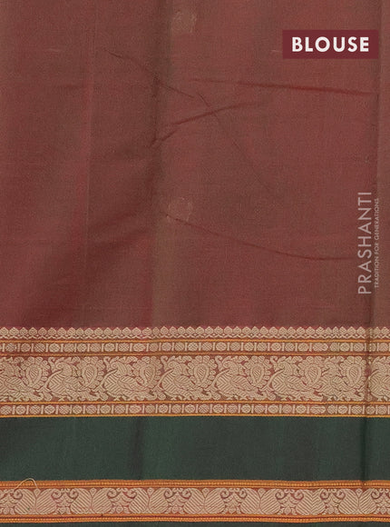 Kanchi cotton saree dual shade of maroon and green with thread woven buttas and rettapet thread woven border