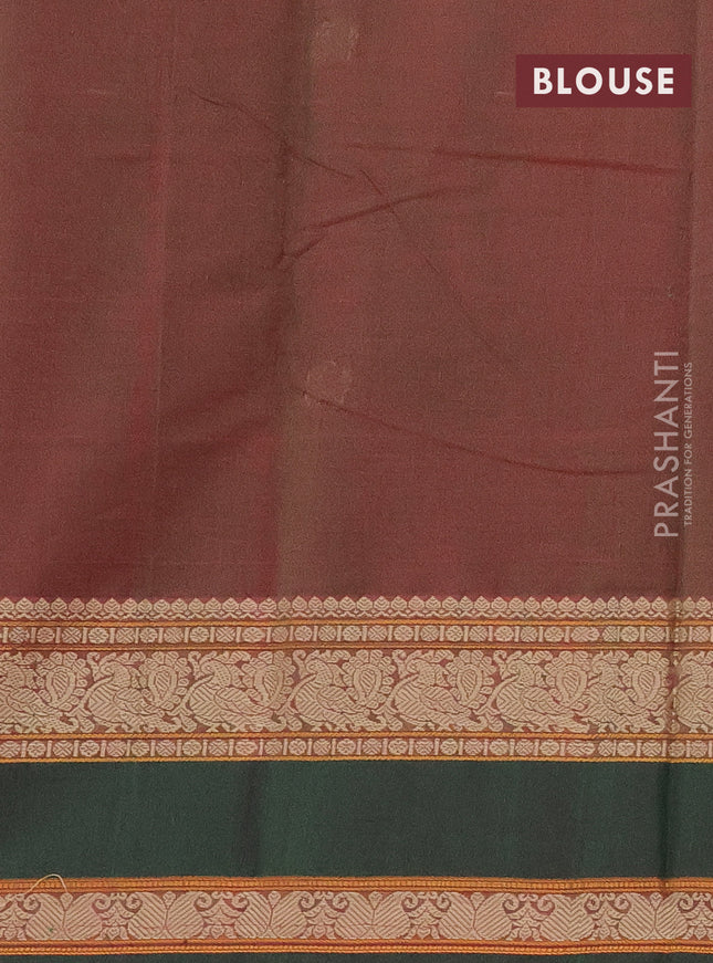 Kanchi cotton saree dual shade of maroon and green with thread woven buttas and rettapet thread woven border