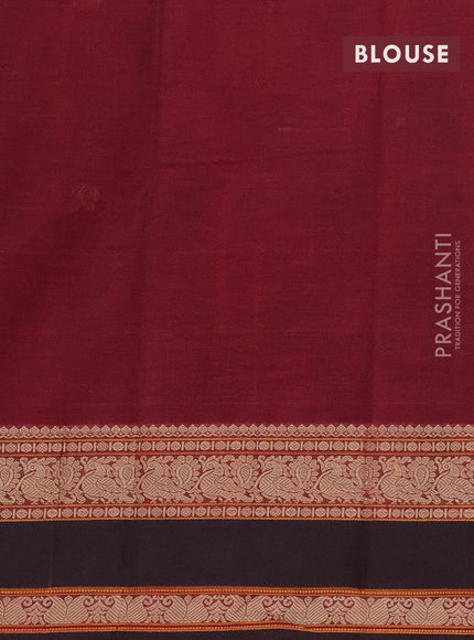 Kanchi cotton saree maroon and brown with thread woven buttas and rettapet thread woven border
