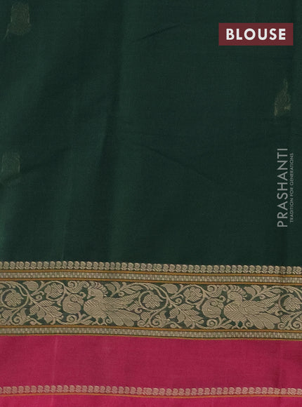 Kanchi cotton saree green and dark pink with thread woven buttas and rettapet thread woven border