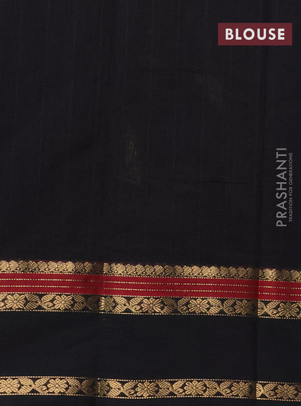 Kanchi cotton saree black with allover thread checked pattern & lakshadeepam weaves and rettapet zari woven border