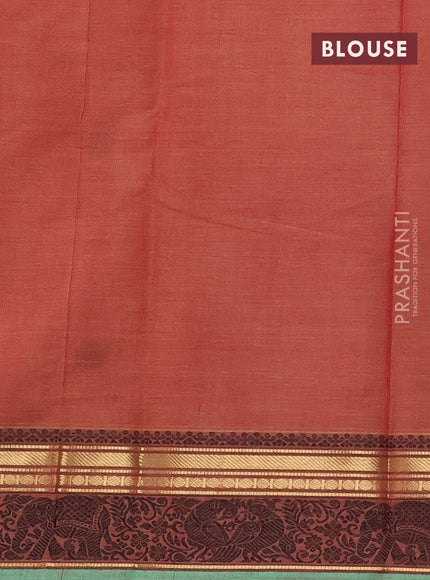 Kanchi cotton saree red shade and green shade with thread woven buttas and thread & zari woven border
