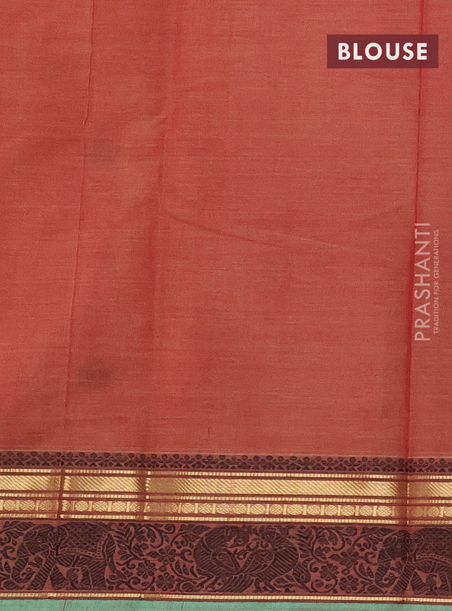 Kanchi cotton saree red shade and green shade with thread woven buttas and thread & zari woven border