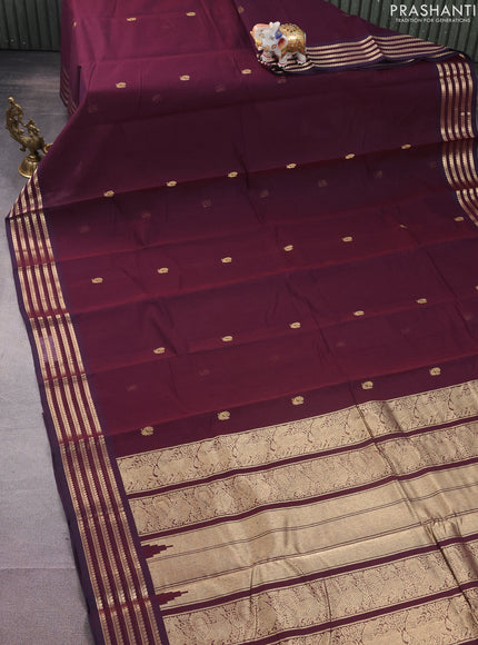 Kanchi cotton saree wine shade with annam zari woven buttas and zari woven border