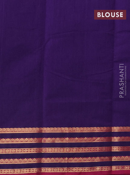Kanchi cotton saree violet and magenta pink with zari woven buttas and zari woven border