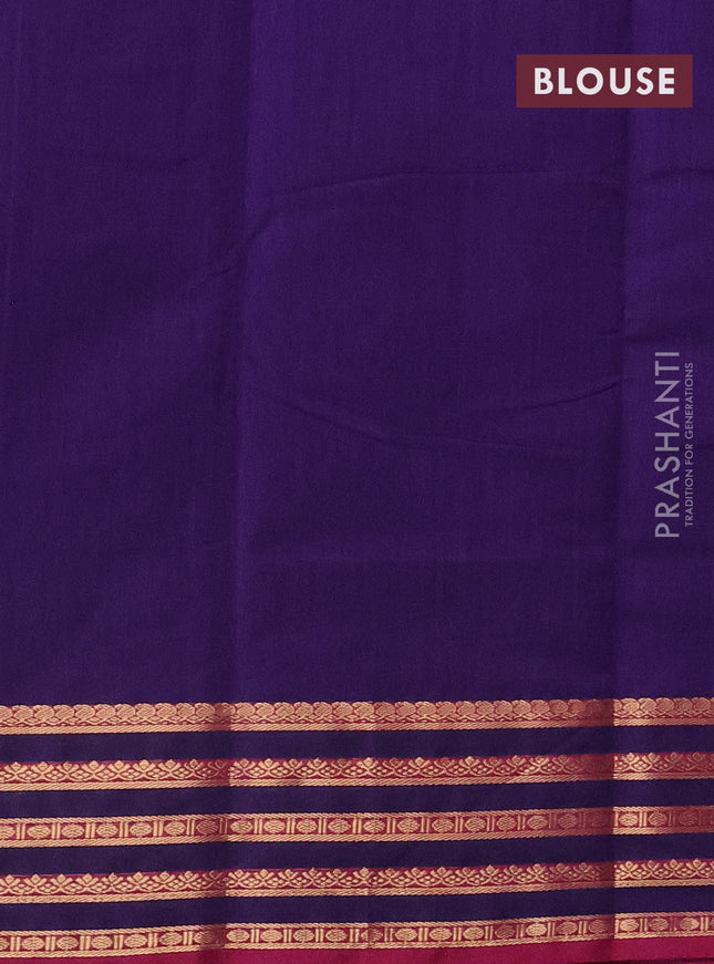Kanchi cotton saree violet and magenta pink with zari woven buttas and zari woven border