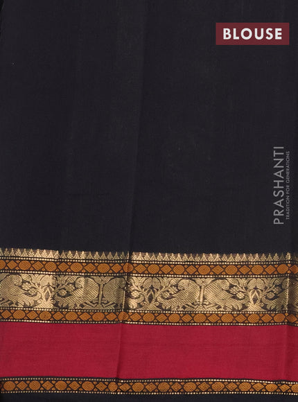 Kanchi cotton saree black and maroon with annam zari woven buttas and rettapet zari woven border