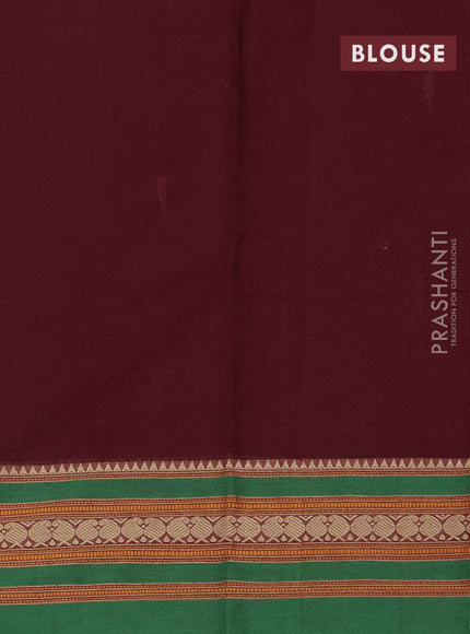 Kanchi cotton saree maroon and green with thread woven buttas and thread woven border
