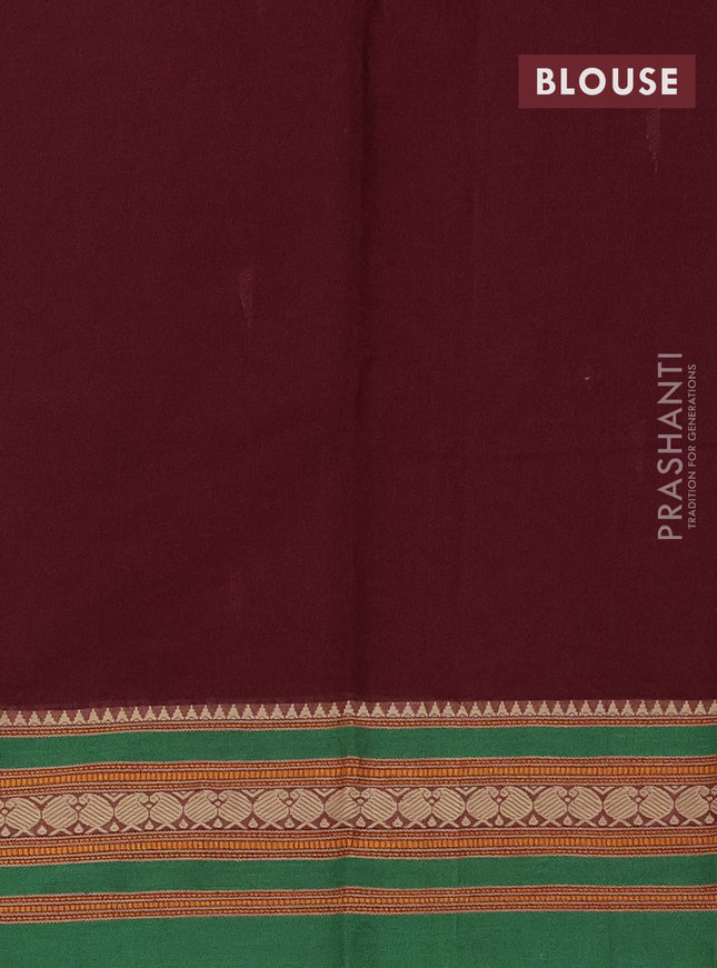 Kanchi cotton saree maroon and green with thread woven buttas and thread woven border