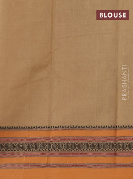 Kanchi cotton saree beige and mustard shade with thread woven buttas and thread woven border