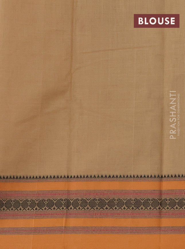 Kanchi cotton saree beige and mustard shade with thread woven buttas and thread woven border