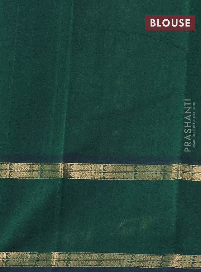 Kanchi cotton saree green with zari woven buttas and rettapet zari woven border