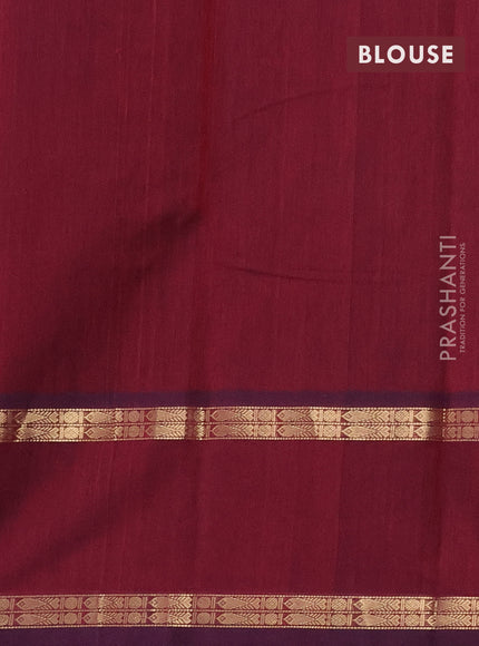 Kanchi cotton saree maroon with plain body and rettapet zari woven border