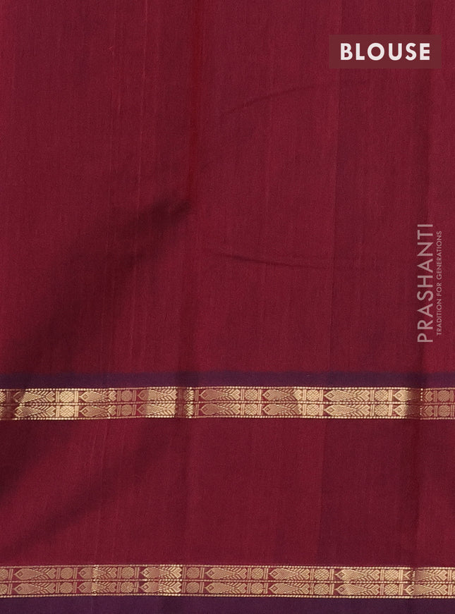 Kanchi cotton saree maroon with plain body and rettapet zari woven border