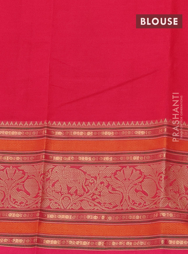 Kanchi cotton saree pink with woven buttas and long woven border