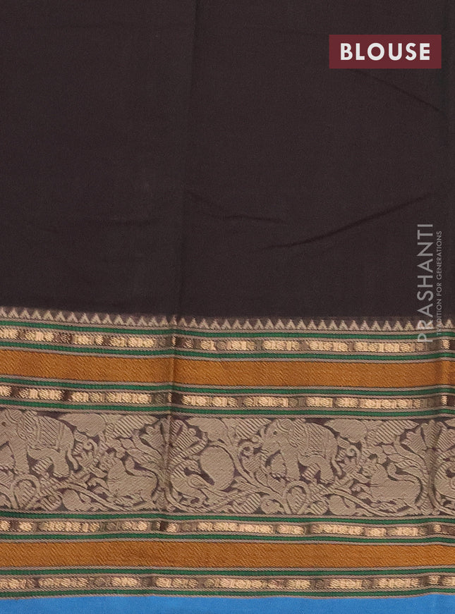 Kanchi cotton saree dual shade of bottle green and cs blue with woven buttas and long woven border
