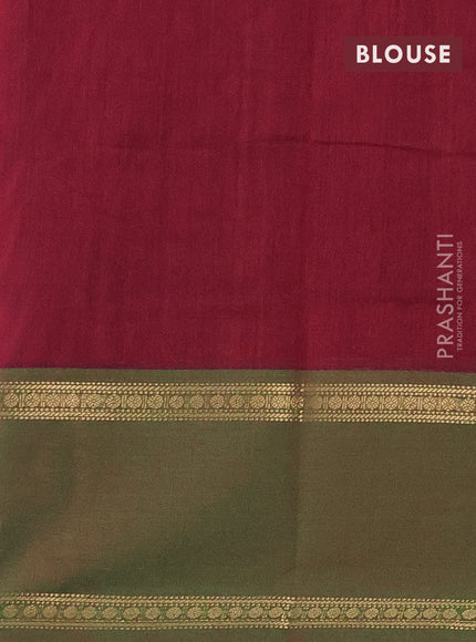 Kanchi cotton saree maroon and green with allover thread checks & 1000 buttas and rettapet zari woven border