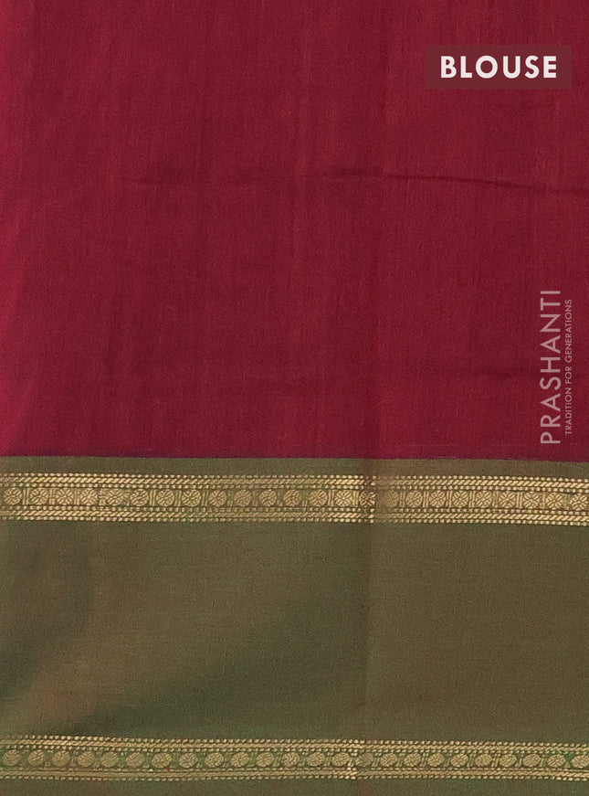 Kanchi cotton saree maroon and green with allover thread checks & 1000 buttas and rettapet zari woven border