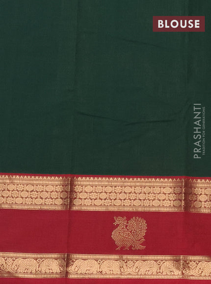 Kanchi cotton saree green and maroon with zari woven buttas and rettapet zari woven border