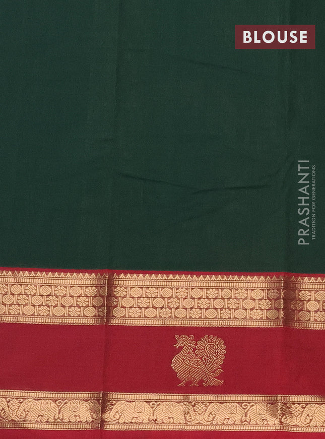 Kanchi cotton saree green and maroon with zari woven buttas and rettapet zari woven border