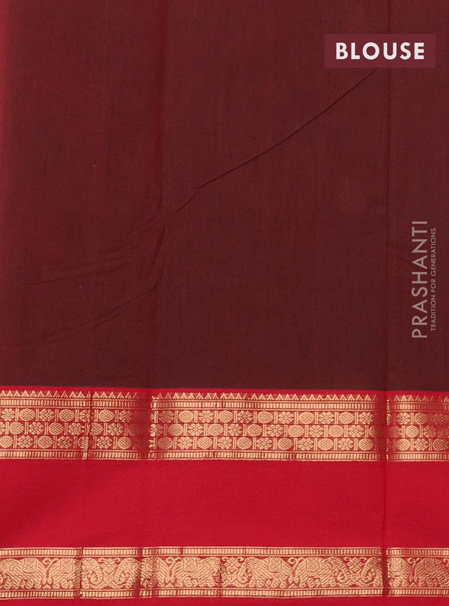 Kanchi cotton saree maroon and red with zari woven buttas and rettapet zari woven border