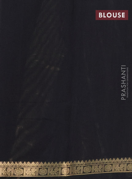 Kanchi cotton saree black with allover thread checked pattern & 1000 buttas and long rettapet zari woven border