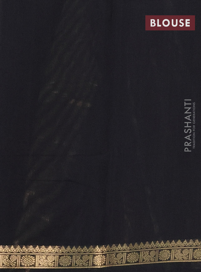 Kanchi cotton saree black with allover thread checked pattern & 1000 buttas and long rettapet zari woven border