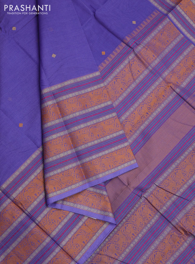 Kanchi cotton saree lavender with thread woven buttas and long thread woven border