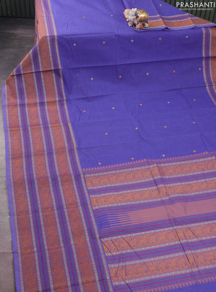 Kanchi cotton saree lavender with thread woven buttas and long thread woven border