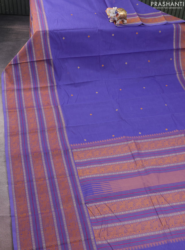 Kanchi cotton saree lavender with thread woven buttas and long thread woven border