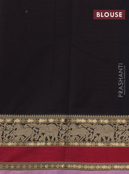 Kanchi cotton saree black and maroon with allover thread checked pattern & 1000 buttas and thread & zari woven border