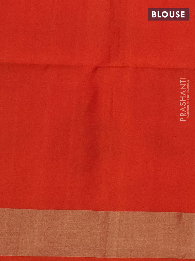 Ikat soft silk saree cream and orange with allover ikat weaves and zari woven border